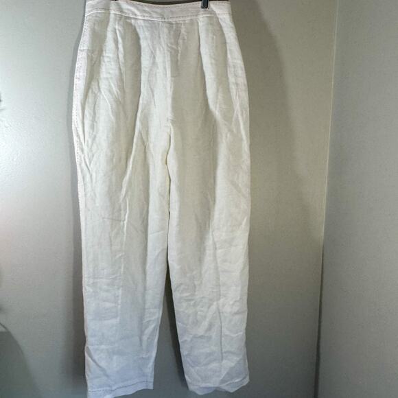 90s Eagle's Eye 100% Linen Trousers | Hot Pink Contrast Stitch | Barbiecore - Picture 7 of 8